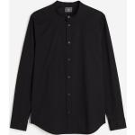Schwarze Langärmelige H&M Stehkragen Stehkragenhemden mit Knopf für Herren Größe 3 XL 