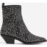 Schwarze H&M Spitze Stiefeletten & Boots mit Nieten mit Nieten für Damen Größe 40 mit Absatzhöhe 5cm bis 7cm 