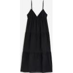 Schwarze H&M Maxi V-Ausschnitt Stufenkleider aus Baumwolle für Damen Größe S 