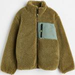 Grüne H&M Teddyjacken für Kinder & Teddy Fleece Jacken für Kinder mit Reißverschluss aus Fleece Größe 146 
