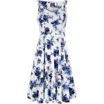 H&R London - Rockabilly Kleid knielang - Blue Rosaceae Swing Dress - S bis 3XL - für Damen - Größe XL - multicolor