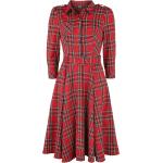 H&R London - Rockabilly Kleid knielang - Evie Red Tartan Swing Dress - XS bis XXL - für Damen - Größe XS - schwarz/rot