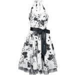 Schwarze Blumenmuster Rockabilly H&R London Midi Neckholderkleider mit Reißverschluss aus Tüll für Damen Größe XS 