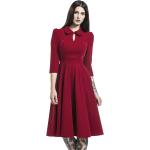 Rote Rockabilly 3/4-ärmelige H&R London Midi Samtkleider aus Samt für Damen Größe XS zur Hochzeit 