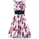 H&R London - Rockabilly Kleid knielang - Pink Floral Dress - XS bis XXL - für Damen - Größe L - weiß/pink
