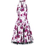 H&R London - Rockabilly Kleid knielang - Pink Floral Dress - XS bis 3XL - für Damen - Größe S - weiß/pink