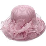 Rosa Elegante Sonnenhüte aus Organza 58 für Damen Größe 3 XL zur Hochzeit für den für den Frühling 