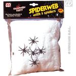 HAAC Spinnweben weiß 100 g mit 5 schwarzen Spinnen für Feste Fasching Karneval Halloween Gruselparties