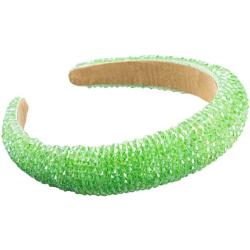 Haarreifen aus Schwamm, handgefertigt, String, Kristall, breiter Rand, für Damen und Mädchen (grün)