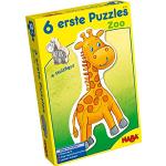 Haba 4276 - 6 Erste Puzzles Zoo, mit 6 niedlichen Zootiermotiven für Kinder ab 2 Jahren, mit Holzfigur zum freien Spielen