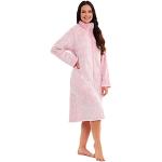 Pinke Damenbademäntel & Damensaunamäntel aus Fleece Größe XL für den für den Winter 
