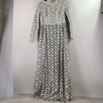 Reduzierte Weiße Vintage Langärmelige Tüllkleider mit Schulterpolstern mit Reißverschluss aus Baumwollmischung für Damen Größe M 