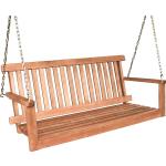 Braune Nachhaltige 2-Sitzer-Gartenbänke aus Holz mit Armlehne Breite 100-150cm, Höhe 100-150cm, Tiefe 50-100cm 