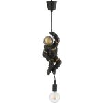 Hängelampe Affe Astronaut Figur Schwarz / Gold Höhe 37cm