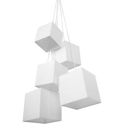 Moderne Pendelleuchte 5 quadratische Lampenschirme Polyester weiß Mesta