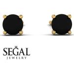 Schwarze Elegante Runde Diamant Ohrringe aus Gold 18 Karat mit Diamant für Herren 
