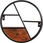 Braune Industrial Möbel Exclusive Runde Holzregale gebeizt aus Massivholz mit Schublade Breite 0-50cm, Höhe 0-50cm, Tiefe 0-50cm 