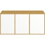 Weiße Pickawood Hängeschränke Wohnzimmer matt aus Eiche mit Schublade Breite 100-150cm, Höhe 100-150cm, Tiefe 0-50cm 