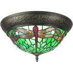 Braune Runde Tiffany Lampen mit Insekten-Motiv E14 