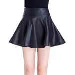 Schwarze Mini Lederröcke mit Reißverschluss aus Leder für Damen Größe 4 XL 