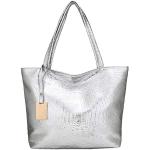 Silberne Damenschultertaschen & Damenshoulderbags mit Reißverschluss 