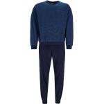 Blaue Unifarbene Pyjamas lang aus Frottee für Herren Größe XXL 2-teilig 