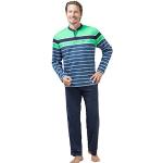 Marineblaue HAJO Klima Komfort Herrenschlafanzüge & Herrenpyjamas mit Knopf Übergrößen 