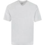 Weiße Unifarbene Kurzärmelige HAJO V-Ausschnitt T-Shirts aus Baumwolle trocknergeeignet für Herren Größe XL 2-teilig 