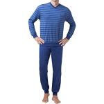 Blaue Unifarbene HAJO Pyjamas lang maschinenwaschbar für Herren Übergrößen 2-teilig 