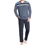 Marineblaue HAJO Klima Komfort Pyjamas lang für Herren Übergrößen 
