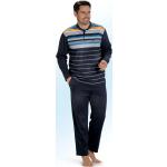 Marineblaue Pyjamas lang aus Microfaser trocknergeeignet für Herren Übergrößen 