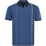 Blaue Gestreifte Kurzärmelige HAJO Stay Fresh Kurzarm-Poloshirts mit Reißverschluss für Herren Größe XL 