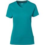 Smaragdgrüne Langärmelige Hakro V-Ausschnitt T-Shirts maschinenwaschbar für Damen Größe S 