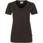 Schokoladenbraune Langärmelige Hakro V-Ausschnitt T-Shirts maschinenwaschbar für Damen Größe L 