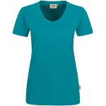 Smaragdgrüne Langärmelige Hakro V-Ausschnitt T-Shirts maschinenwaschbar für Damen Größe 4 XL 