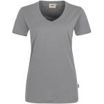 Silberne Langärmelige Hakro V-Ausschnitt T-Shirts maschinenwaschbar für Damen Größe XXL 