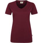 Bordeauxrote V-Ausschnitt T-Shirts für Damen Größe 5 XL 