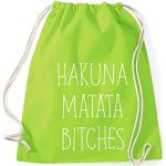 Hakuna Matata Bitches Gym Bag Turnbeutel Rucksack Sport Hipster Style in 8 Farben, Farbe:Lime Green