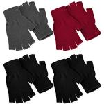 Schwarze Unifarbene Fingerlose Handschuhe & Halbfinger-Handschuhe für Damen Größe M für den für den Winter 