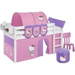 Violette Motiv Lilokids Hello Kitty Hochbetten mit Treppe lackiert aus Massivholz 