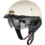 Halbschalenhelm Halbhelme Motorradhelm mit Schutzbrille Brain-Cap Halbschale Roller-Helm Scooter-Helm Harley-Helm Jet-Helm Retro für Erwachsene Herren Damen - DOT/ECE-Zertifizierter,White-XL(61'62cm)