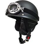 Halbschalenhelm mit ECE, Jethelm Retro, Chopper Helm, Scooter-Helm, Fahrradhelm, mit Schutzbrille und Schnellverschlussschnallen für Damen Herren Erwachsene (Color : B, Size : M(57'58cm))