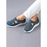 Blaue Waldläufer Ramona Damenmokassins in Komfortweite aus Leder mit herausnehmbarem Fußbett Größe 42 