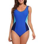 Hellblaue Sexy Damenschwimmanzüge & Damensportbadeanzüge aus Nylon gepolstert mit Racerback Größe M 