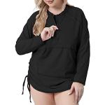 Schwarze Unifarbene Damenbadeshirts & Damenschwimmshirts mit Reißverschluss Größe 3 XL 