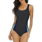 Graue Sexy Damenschwimmanzüge & Damensportbadeanzüge aus Nylon mit Racerback Größe L 