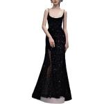 Schwarze Unifarbene Elegante Ärmellose U-Ausschnitt Abendkleider rückenfrei mit Reißverschluss für Damen Größe M für Partys 