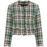 Reduzierte Grüne Karo Hallhuber Mini Rundhals-Ausschnitt Kurzjacken & Cropped-Jackets aus Bouclé für Damen Größe XS 