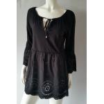 Schwarze Hallhuber Tunika-Blusen aus Baumwolle für Damen Größe M 