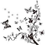 Schwarze Wandtattoos Schmetterling mit Insekten-Motiv 